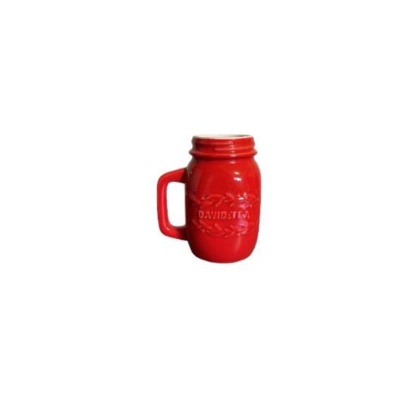 David’s Tea Red Ceramic Mason Jar Mug - Picture 1 of 6